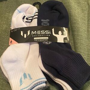 Messi Collection Kids' Cushioned Socks - Navy and White